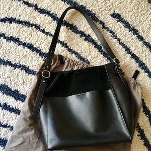 AllSaints Maya Leather North / South Tote Bag, Blk